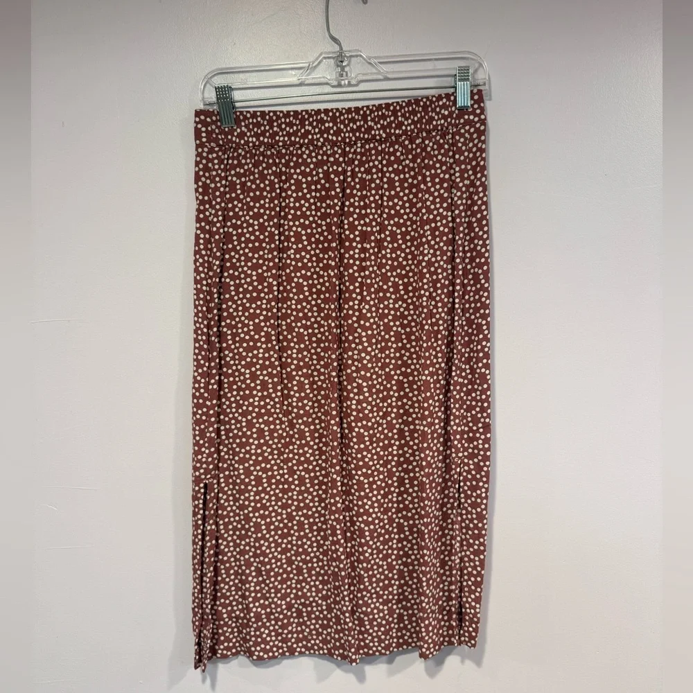 Pink and white button down express‎ midi skirt